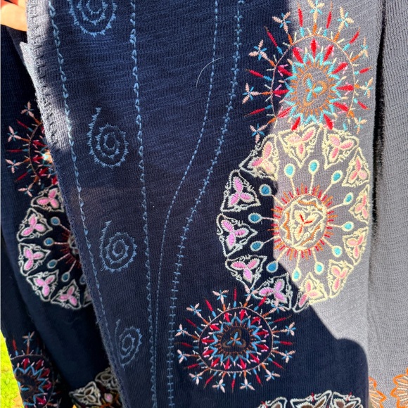 Paparazzi by BIZ Dark Blue Cardigan with Colorful Embroidery - Picture 11 of 12